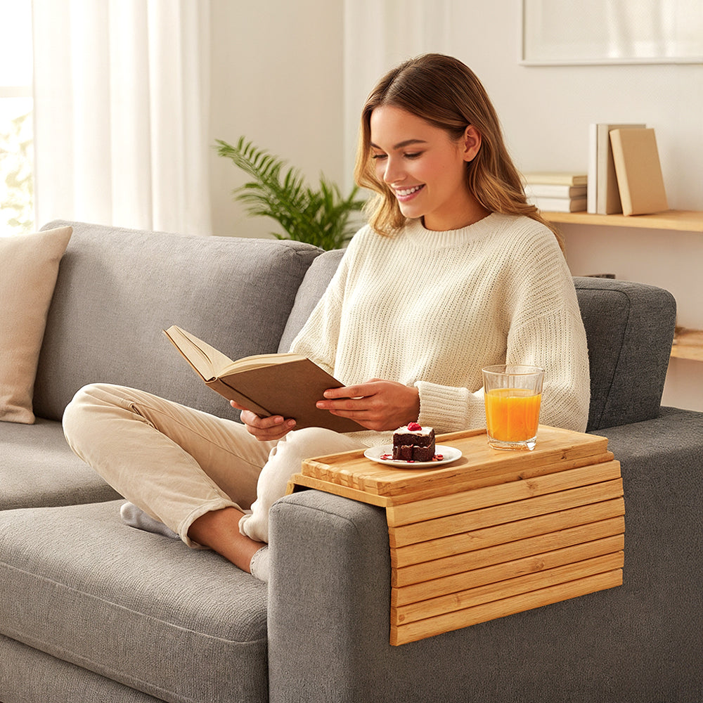 מגש ספה מתקפל מעץ במבוק