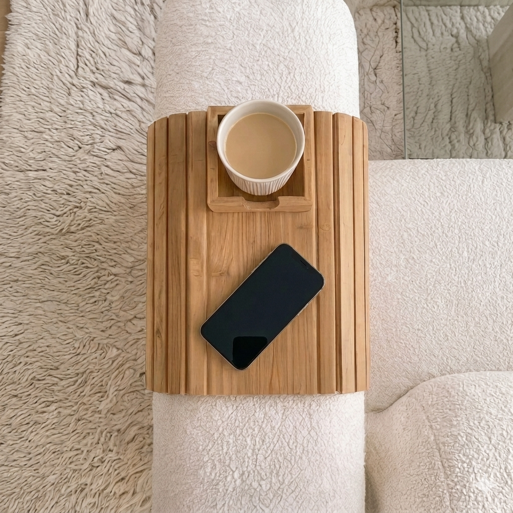 מגש ספה במבוק אלגנטי – שולחן יציב על כל ספה